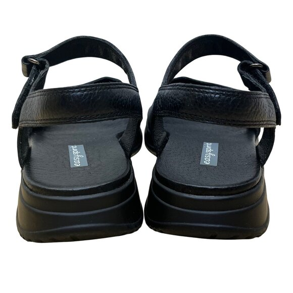 Easy Spirit Woman's Black Leather With Adjustable Straps Wheeze Sandals Size 7M - Picture 5 of 9